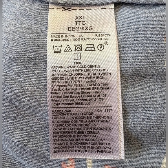 GAP, Plus Size Floral Wrap Dress, XXL, Blue, White, Pink - Picture 7 of 8